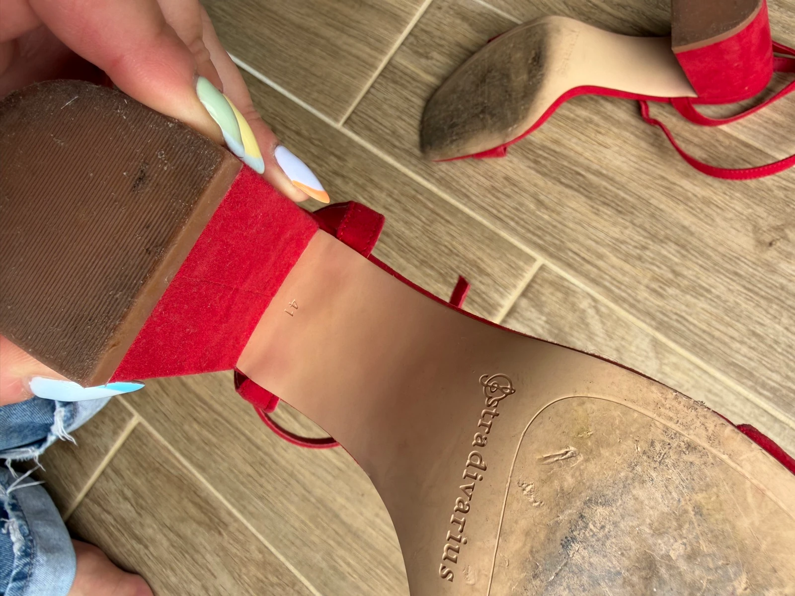 Sandales rouges à talons stradivarius taille 41 – photo 9